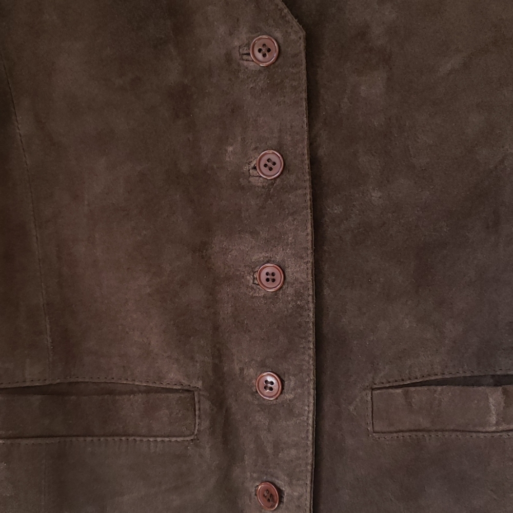 Chocolate Brown Suied Button Down Vest - image 4